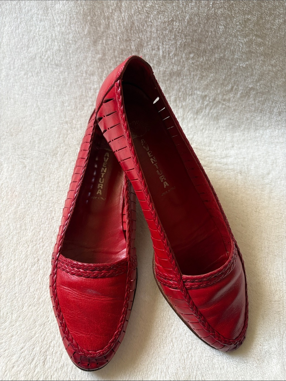Aventura Red Braided Leather Slip-On Loafers
